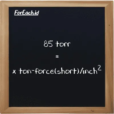 Example torr to ton-force(short)/inch<sup>2</sup> conversion (85 torr to tf/in<sup>2</sup>)
